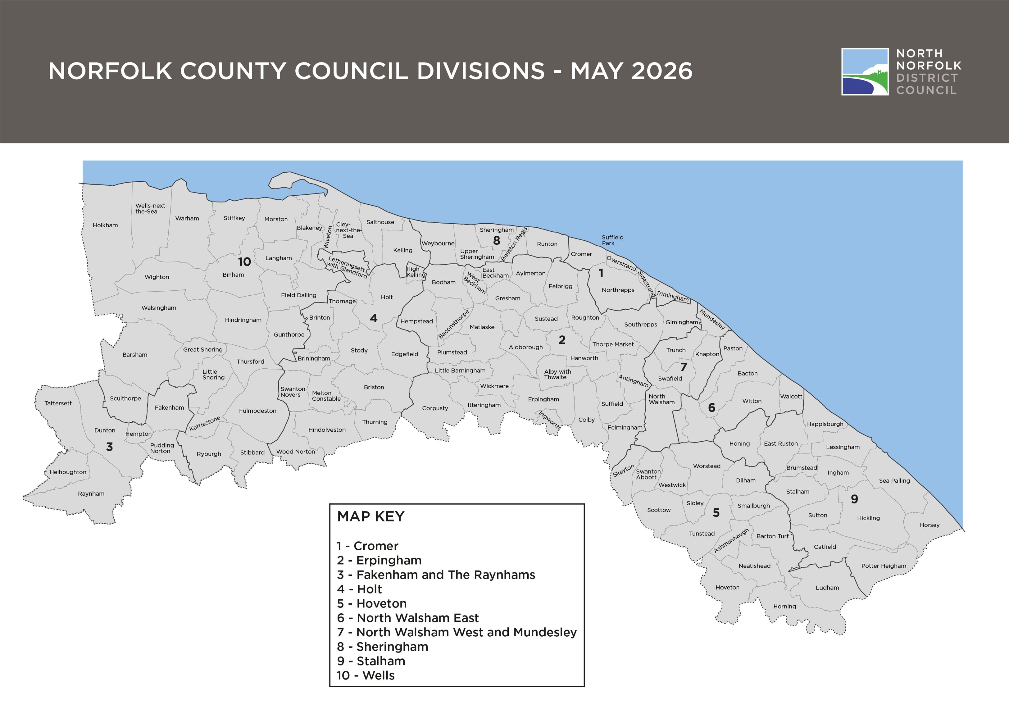 Graphic map showing the new County ward divisions